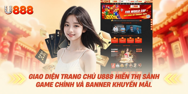 Trang Chủ U88 Chính Thức 2026 15 Giao diện trang chủ U888 hiển thị sảnh game chính và banner khuyến mãi.